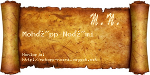 Mohápp Noémi névjegykártya
